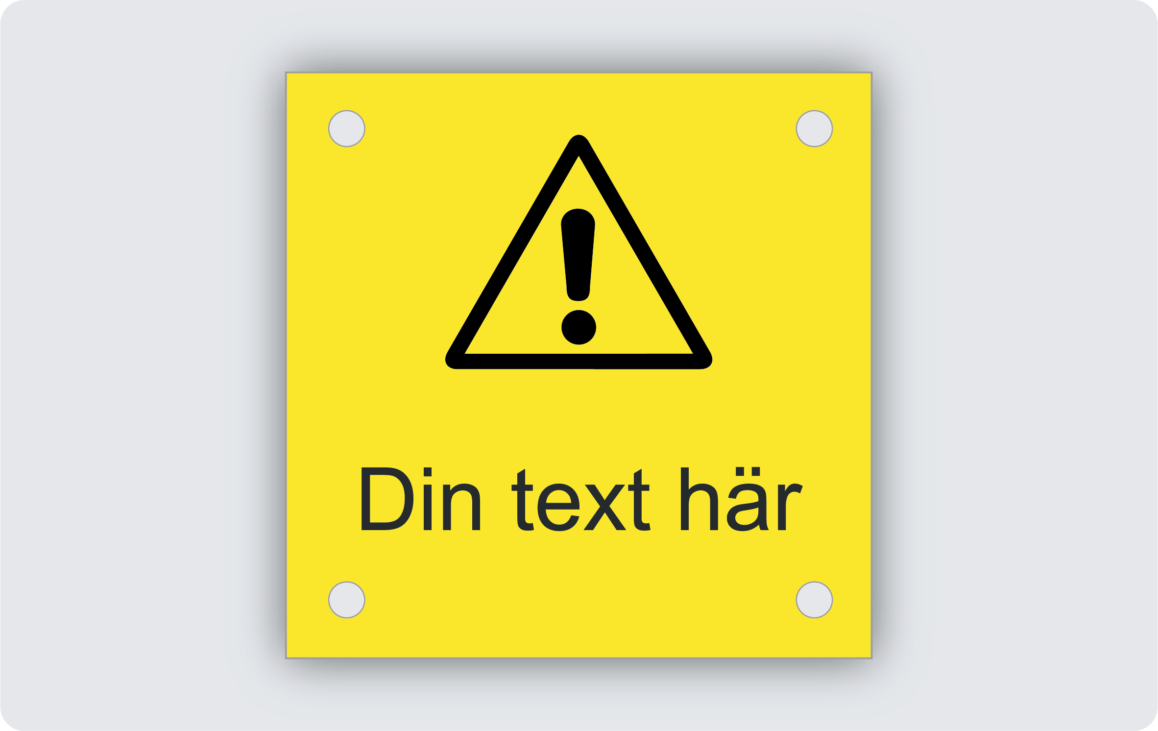 Varningsskylt graverad plast 50x50mm