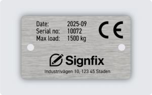 Maskinskylt rostfritt stål 60x35mm