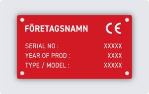 Maskinskylt graverad plast 90x50mm