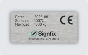 Maskinskylt infärgad aluminium 80x37mm