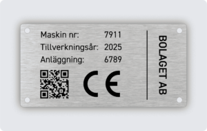 Maskinskylt rostfritt stål 120x60mm
