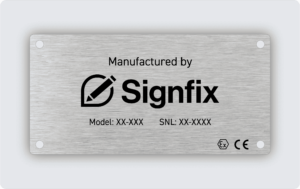 Maskinskylt rostfritt stål 120x60mm