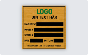 Maskinskylt infärgad aluminium 80x80mm