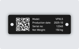 Maskinskylt svart aluminium 80x25mm